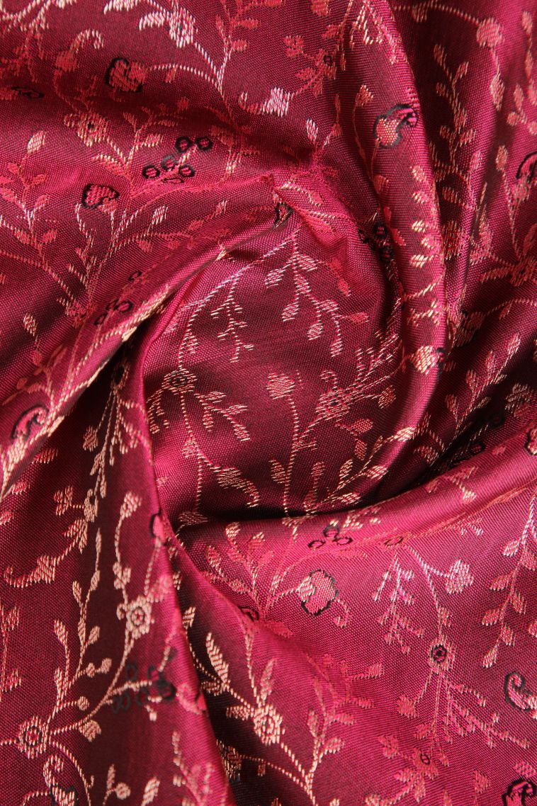 Bosenberry Purple Apoorva Silk Sarees with Gold Zari Floral Patterns view 4