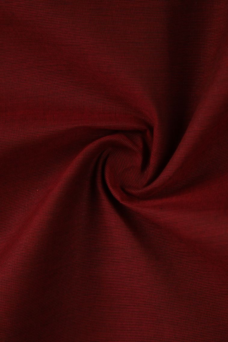 Cherry  Red Chettinad Cotton Sarees with Gold Zari Plain view 4