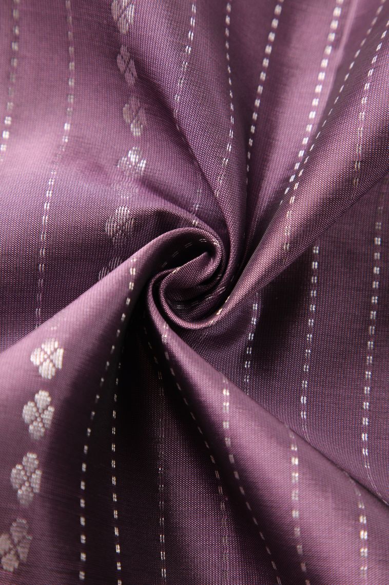 Mauve Purple Soft Silk Saree with Silver Zari Buttis (small Dots Or Motifs) view 4