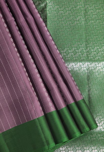 Mauve Purple Soft Silk Saree with Silver Zari Buttis (small Dots Or Motifs)