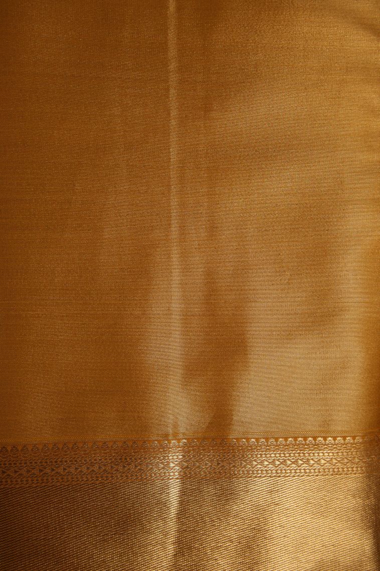 Rich Gold Tissue Silk Sarees with Gold Zari Floral Patterns view 3