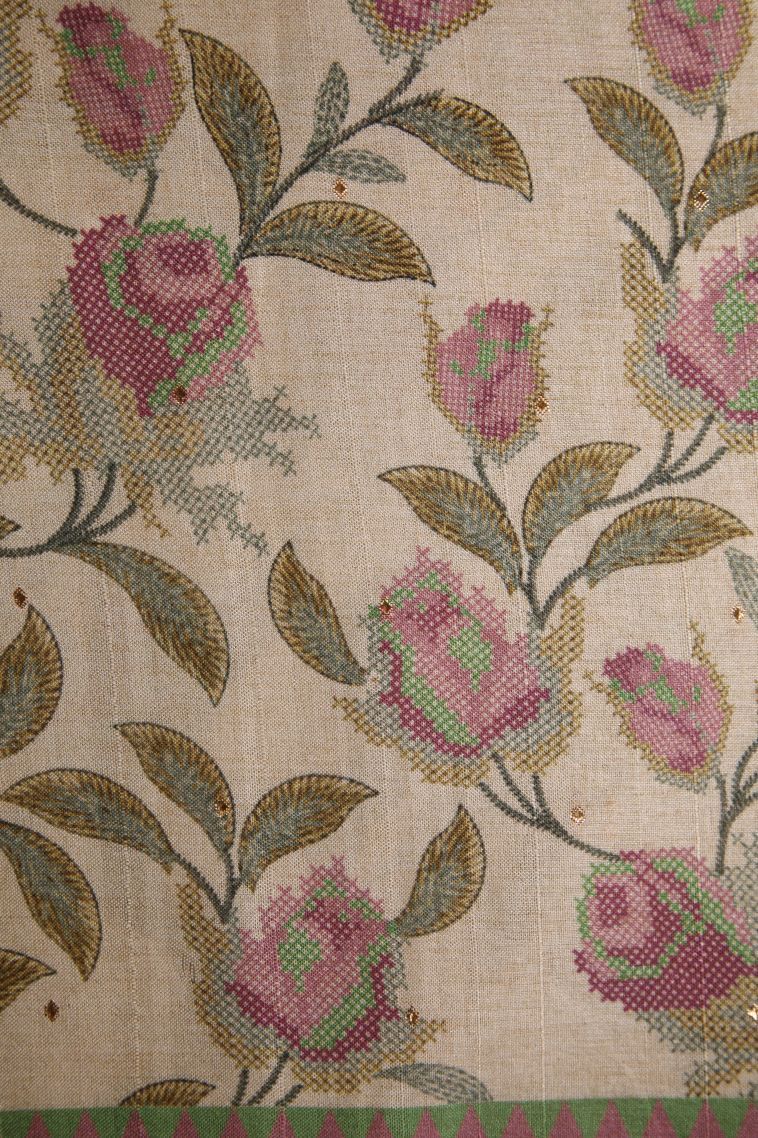 Mint Green Tussar Saree with Without Zari Zari Mirror Jamiki Puttas view 3