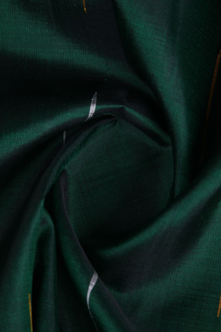 Basil Green Kanchipuram Silk Sarees with Gold Zari Rain Drops Mottif view 4