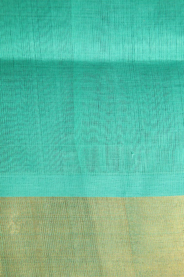 Azure Blue Silk Cotton with Gold Zari Buttis (small Dots Or Motifs) view 3