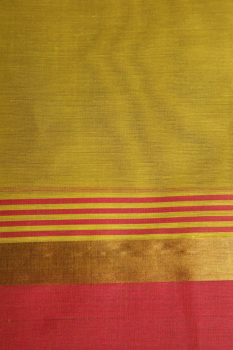 Lemon Yellow Chettinad Cotton Sarees with Without Zari Zari Floral Puttas view 3