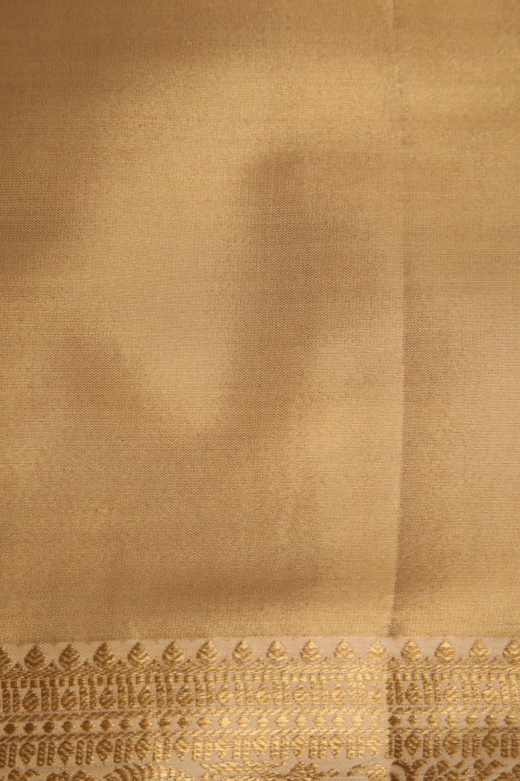 Macaroon Yellow Tissue Silk Sarees with Gold Zari Floral Puttas view 3