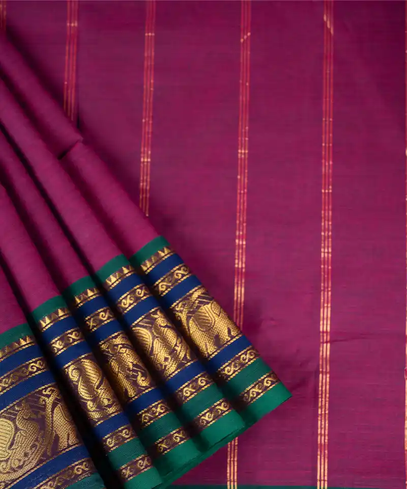 Shortbread Yellow Chettinad Cotton Sarees with Gold Zari Plain With Border